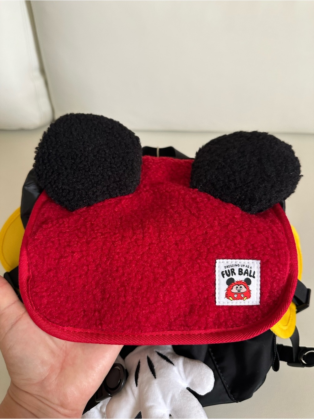 Disney Black and White Kids Backpack Strap with Red Tag Accent